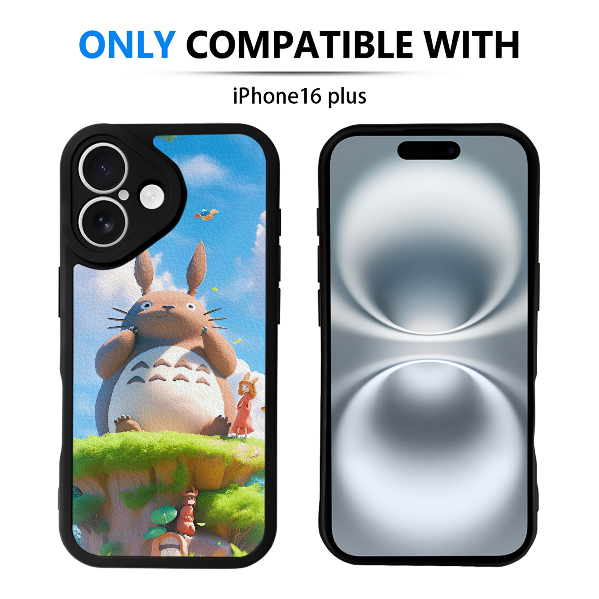 （画像用） となりのトトロ 草壁メイ 草壁サツキ My Neighbor Totoro Satsuki Kusakabe Mei Kusakabe 【iPhone 16シリーズ対応】シリコンスマホケース（レザー調） 材質：シリコン